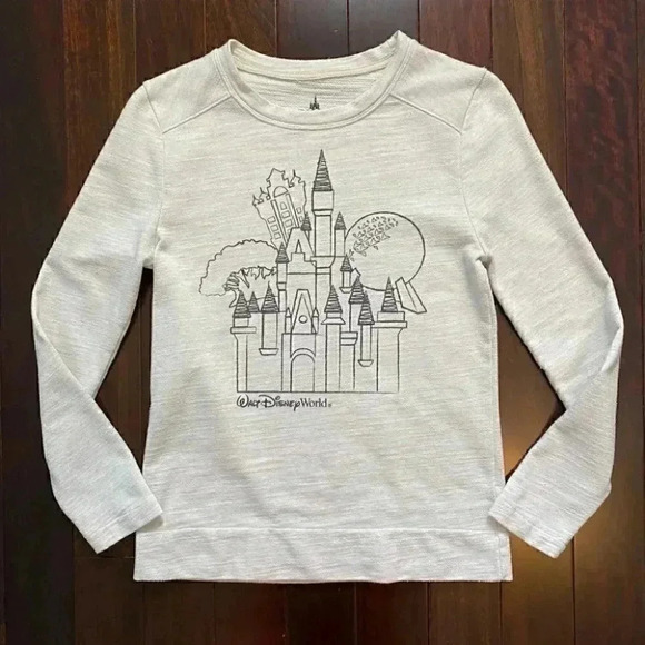 Walt Disney World Disney Parks Magic Kingdom Castle Sweatshirt Ivory Grey XS - Picture 16 of 16
